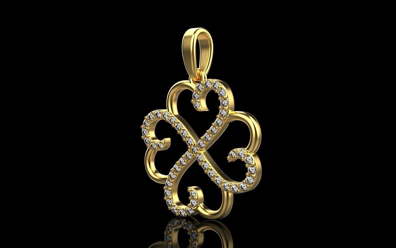 Heart clover pendant 3D print model_17