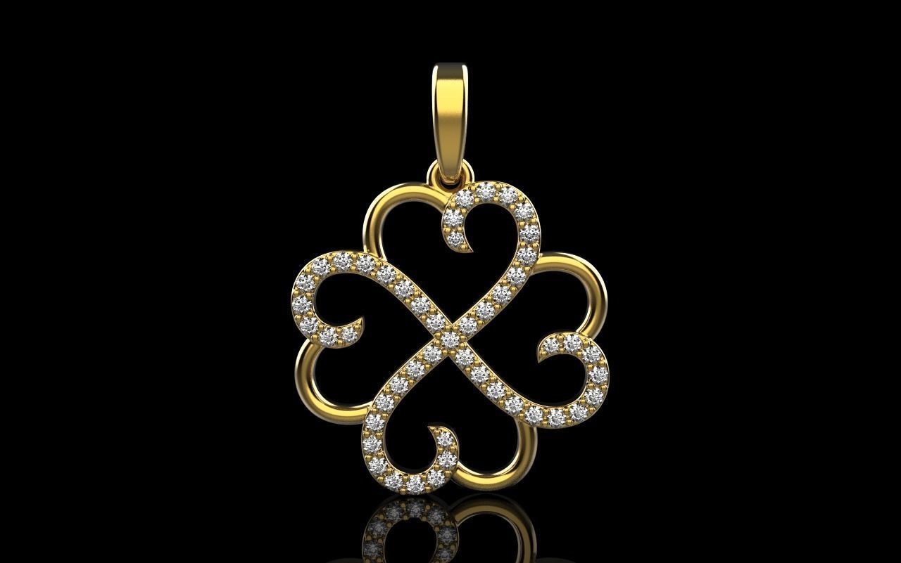 Heart clover pendant 3D print model_16