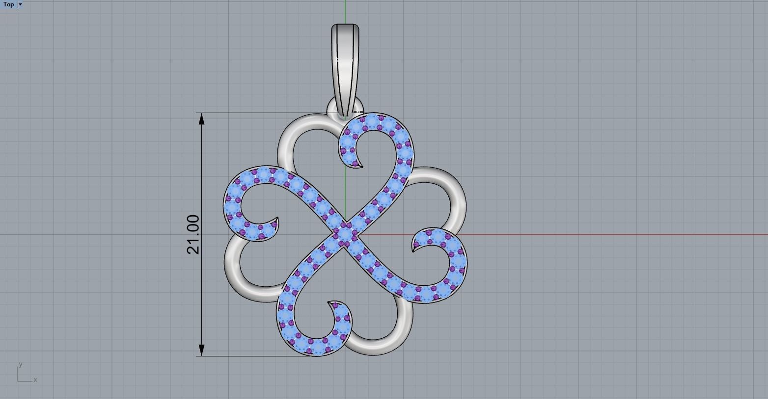 Heart clover pendant 3D print model_7