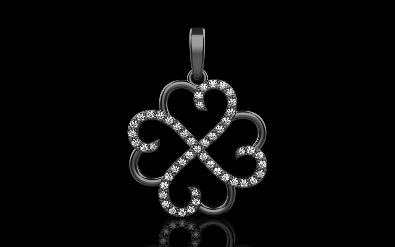 Heart clover pendant 3D print model_14