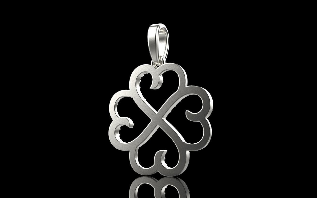 Heart clover pendant 3D print model_35