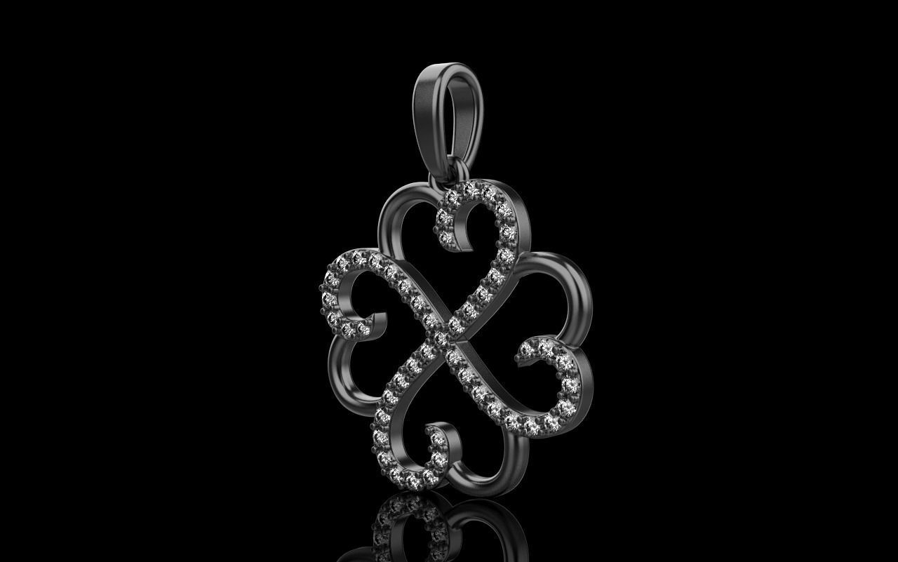 Heart clover pendant 3D print model_22