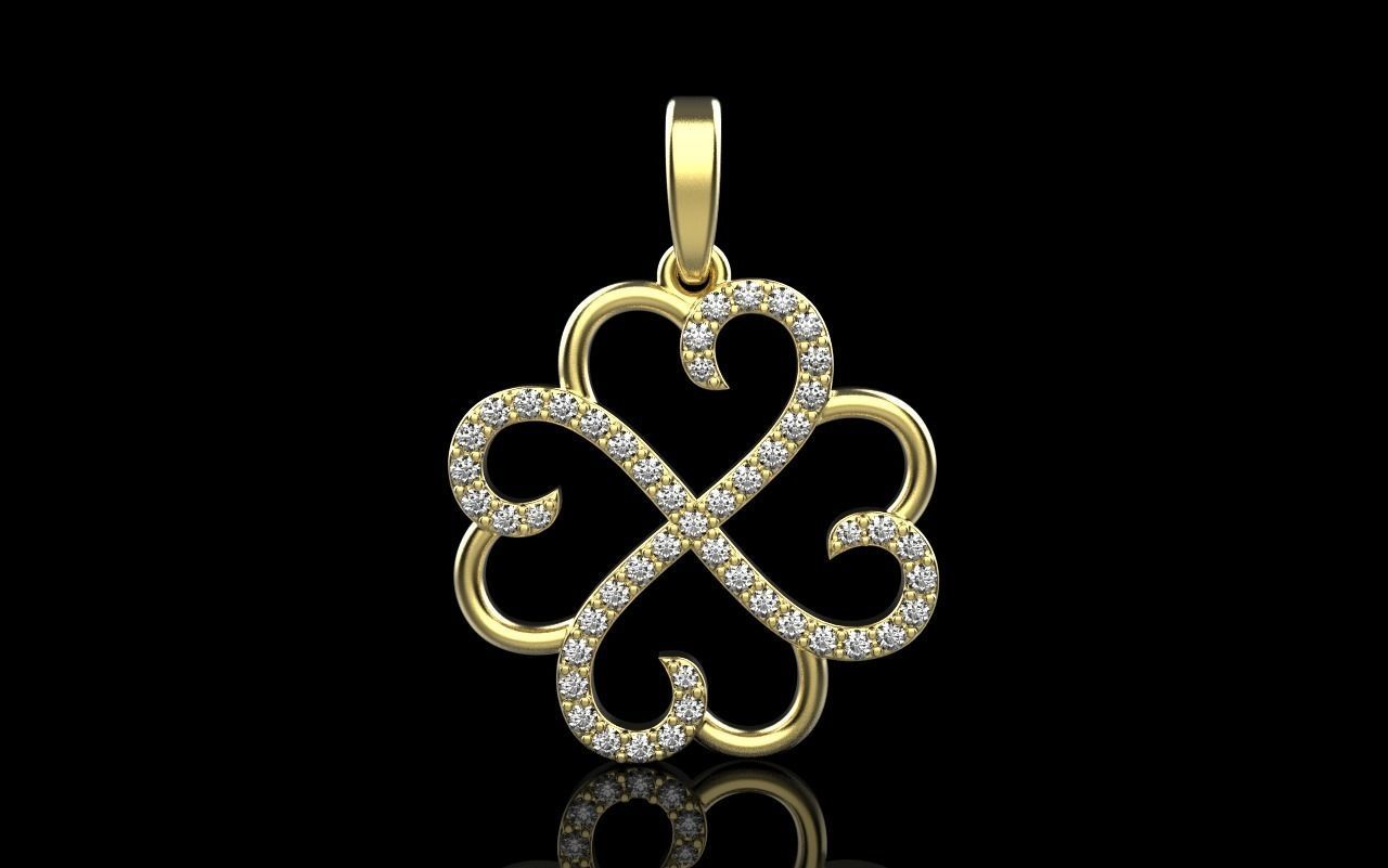 Heart clover pendant 3D print model_12