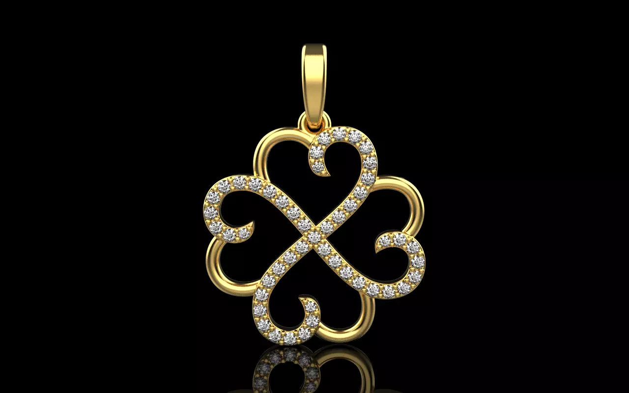Heart clover pendant 3D print model_0