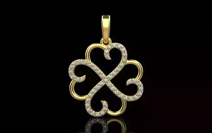Heart clover pendant