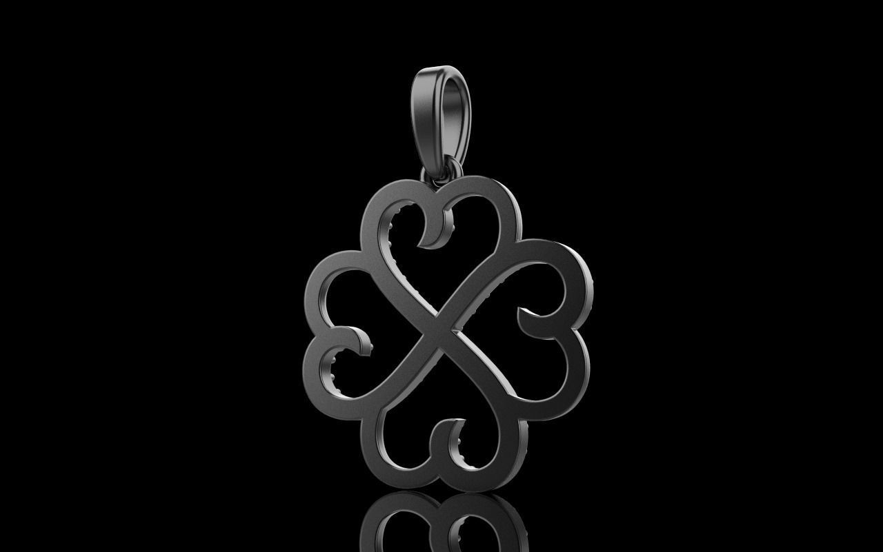 Heart clover pendant 3D print model_34
