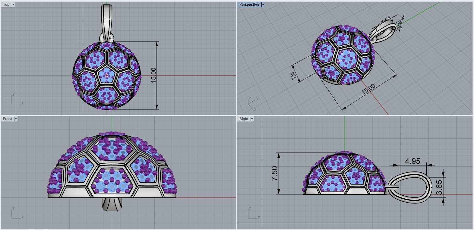 Soccer football  ball pendant model 823  3D print model_4