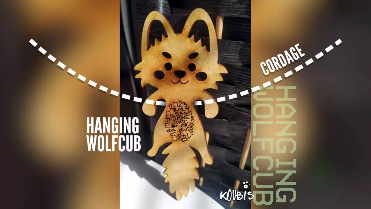 Hanging Wolfcub - Laser cut Free 3D print model