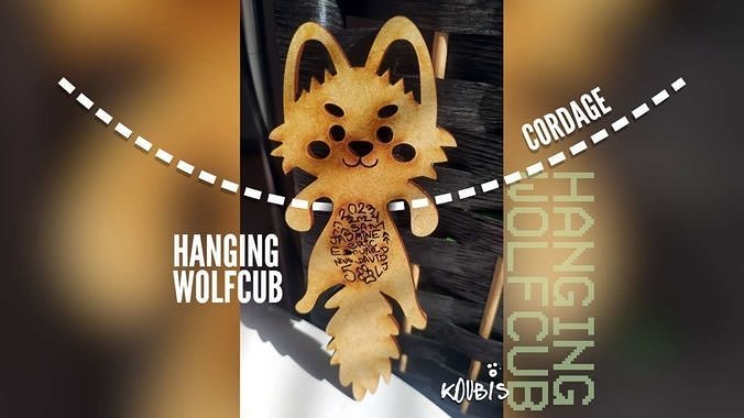 Hanging Wolfcub - Laser cut Free 3D print model
