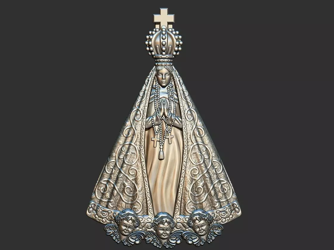 Our Lady os Aparecida with Angels - Nsa Sra Aparecida com Anjos 3D print model