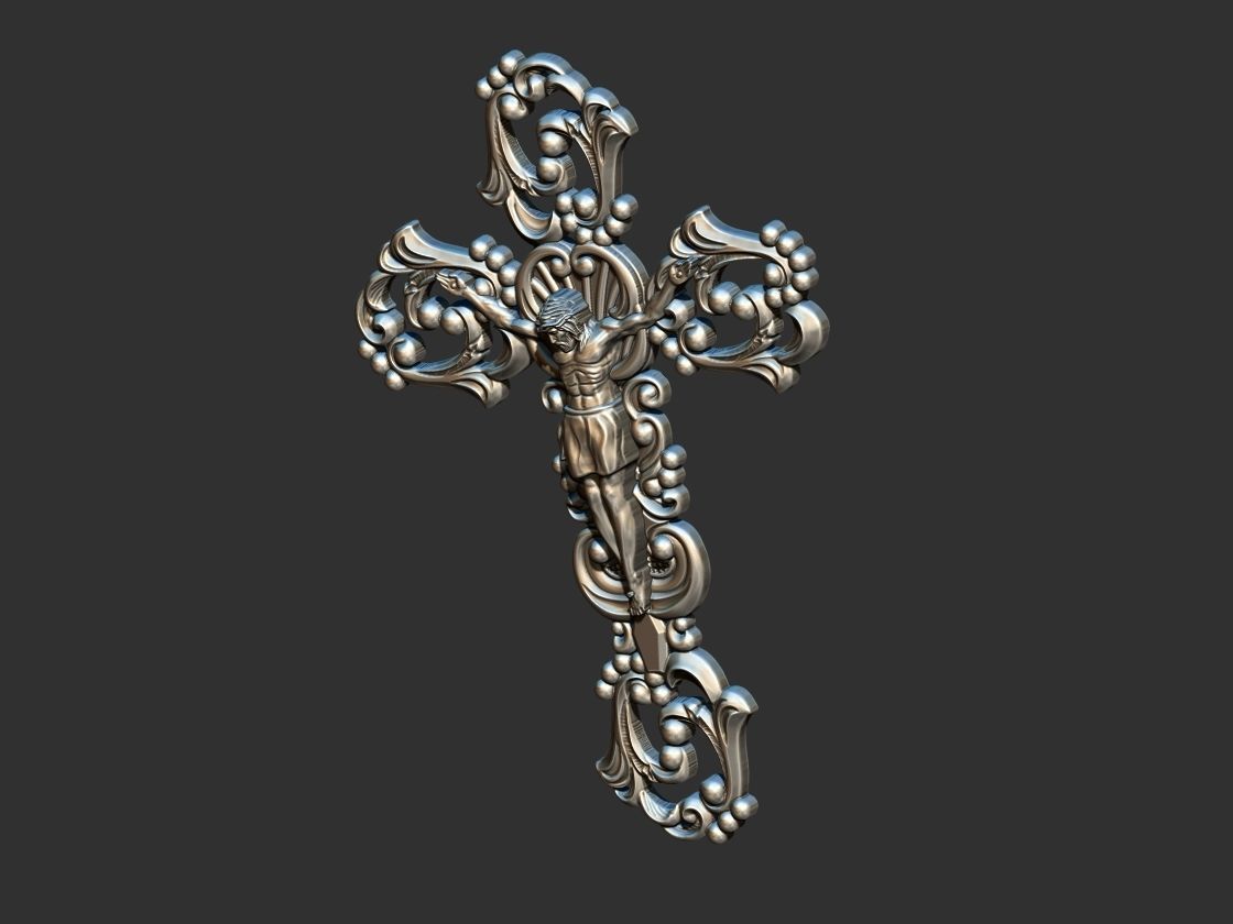 Arabesque Cross with Jesus 3D print model_7