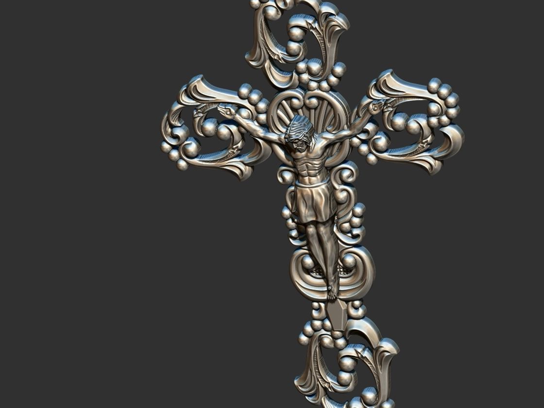 Arabesque Cross with Jesus 3D print model_13