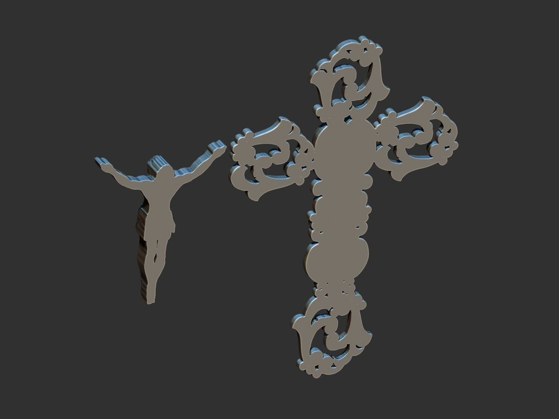 Arabesque Cross with Jesus 3D print model_4