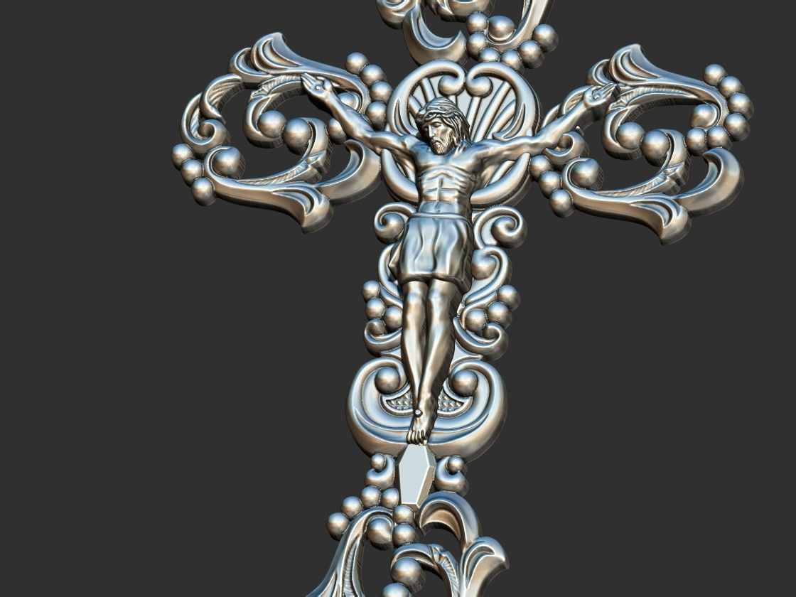 Arabesque Cross with Jesus 3D print model_9