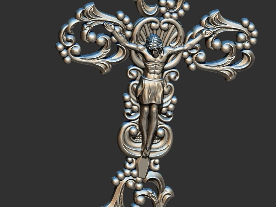 Arabesque Cross with Jesus 3D print model_8