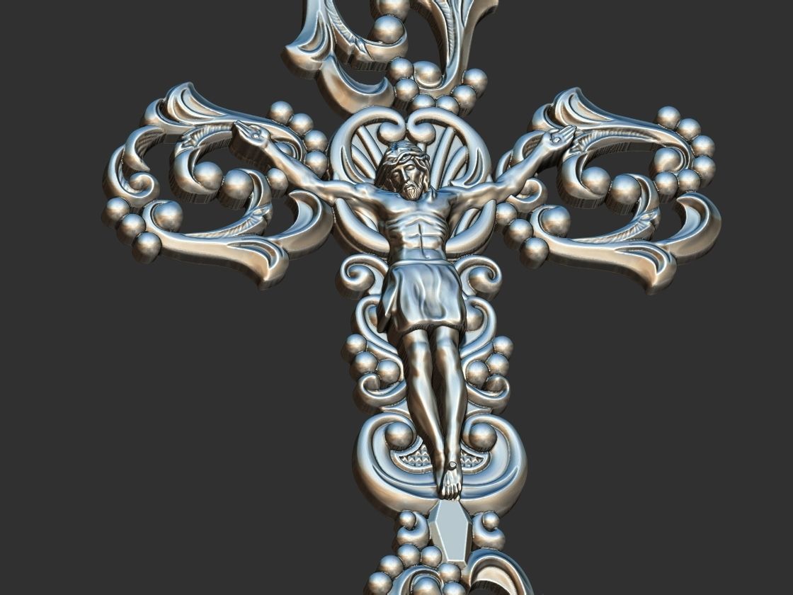 Arabesque Cross with Jesus 3D print model_10
