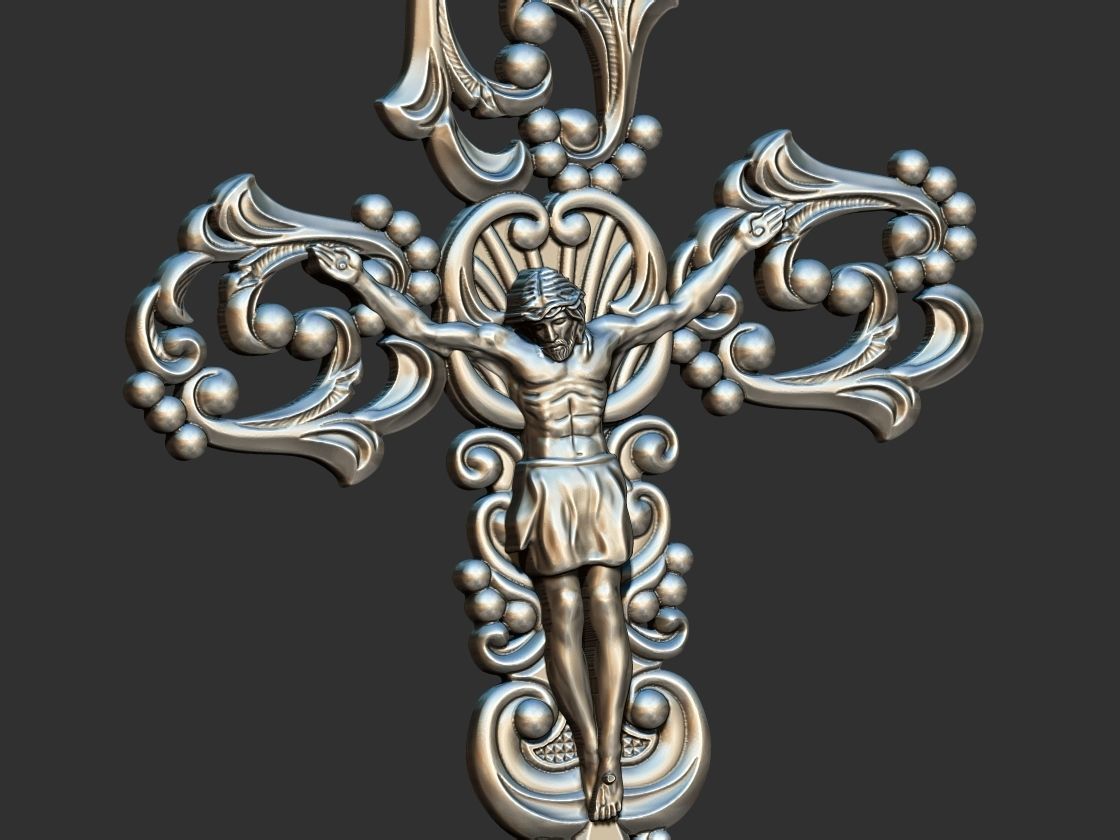 Arabesque Cross with Jesus 3D print model_12