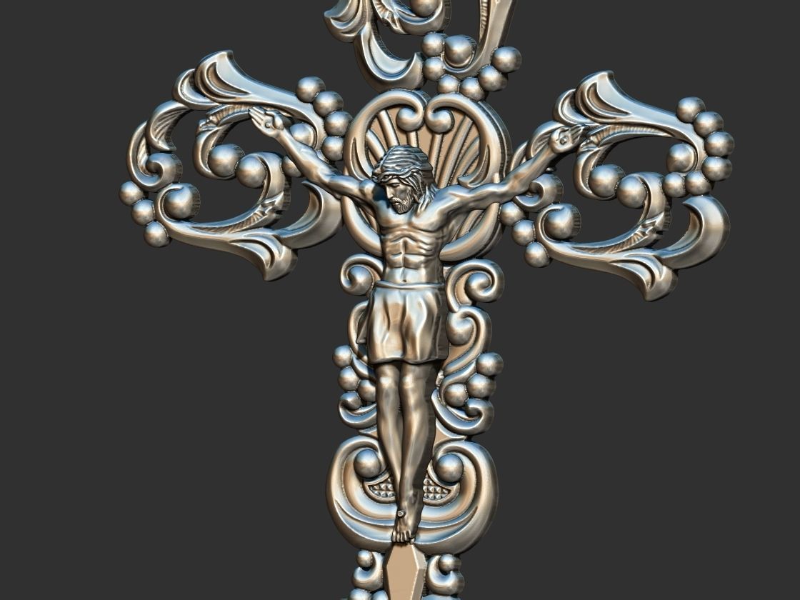 Arabesque Cross with Jesus 3D print model_11