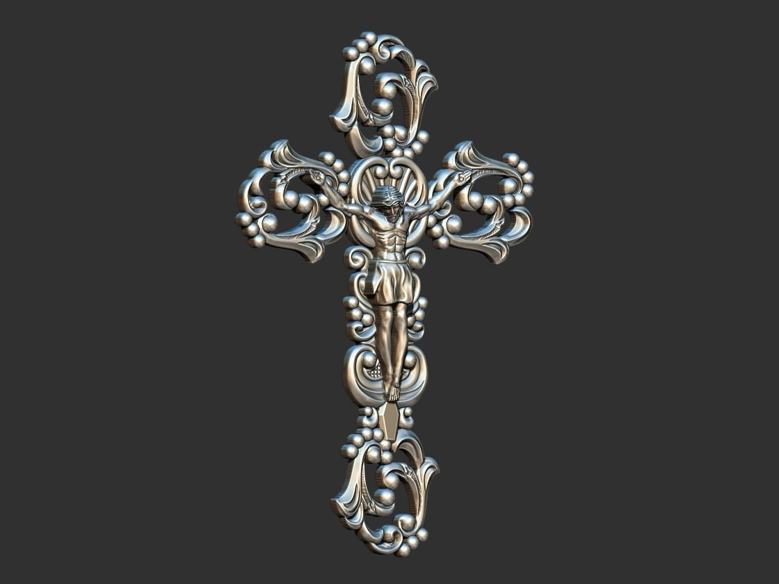 Arabesque Cross with Jesus 3D print model_1