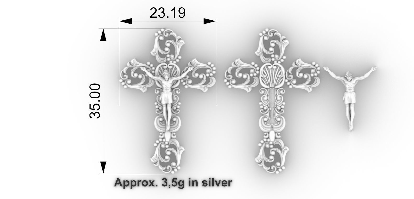 Arabesque Cross with Jesus 3D print model_5