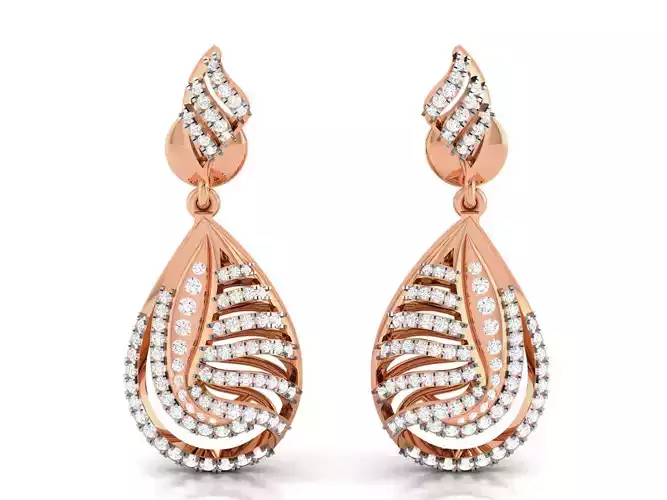Diamond Drops Earrings 3dm render details
