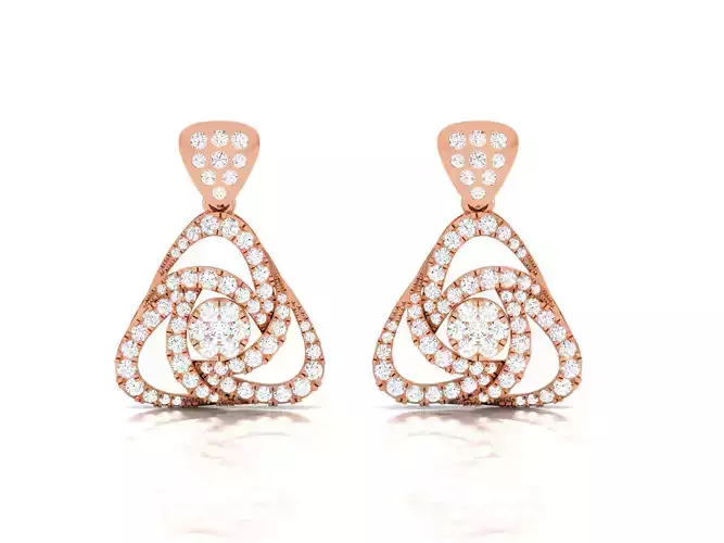Triangular Diamond Studs Earrings 3dm render details