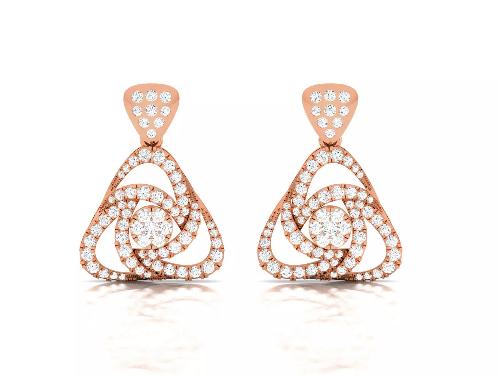 Triangular Diamond Studs Earrings 3dm render details 3D print model
