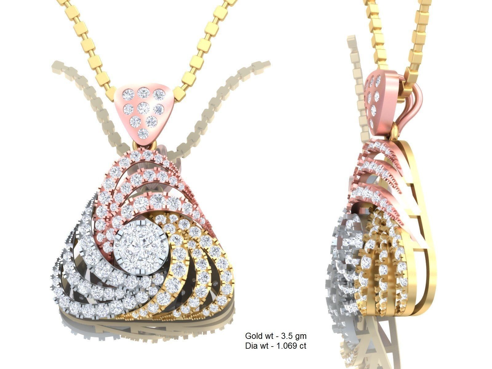 Diamond Pendant 3dm render details 3D print model_4