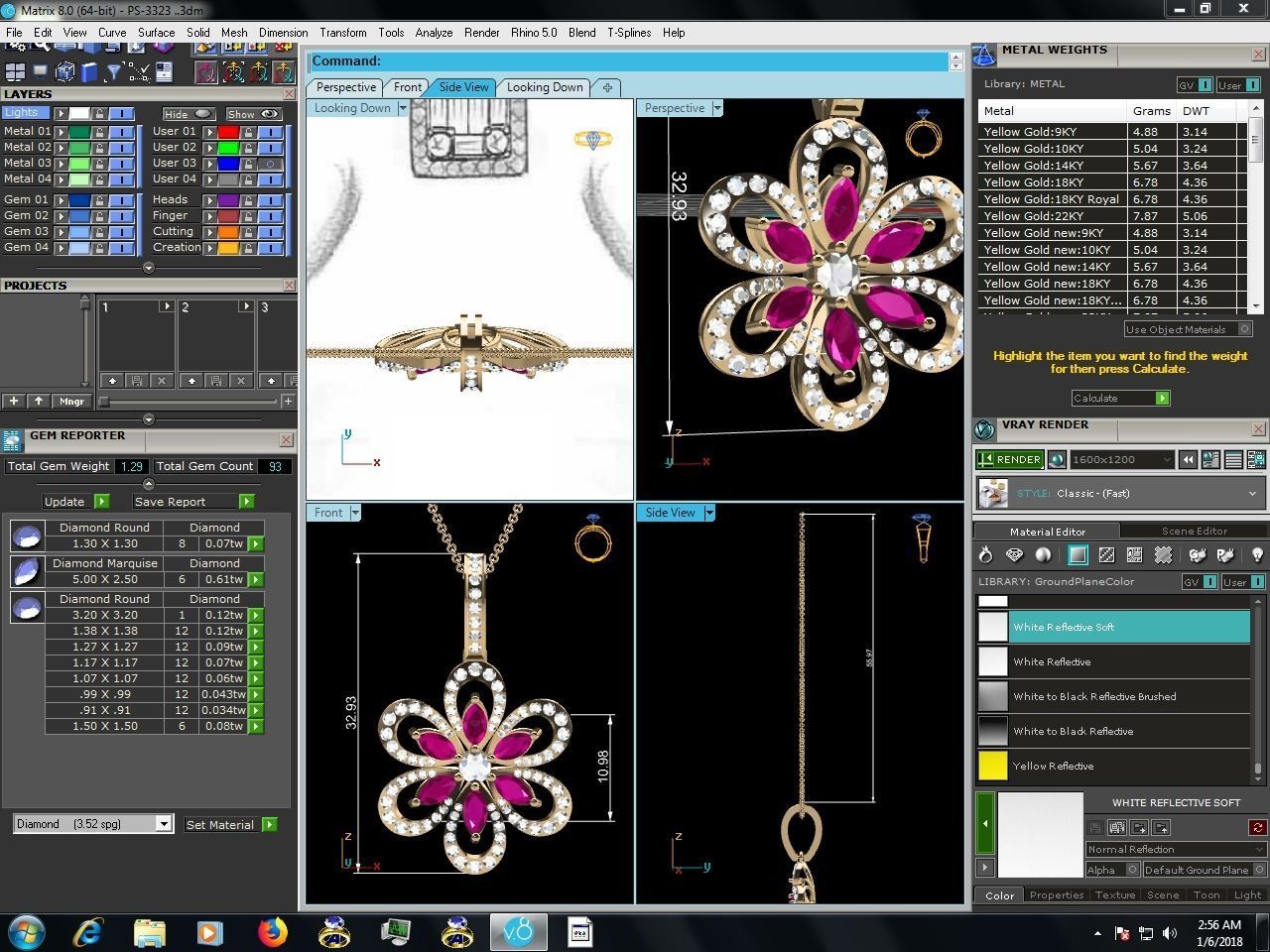 Diamond Pendant 3dm render details 3D print model_10