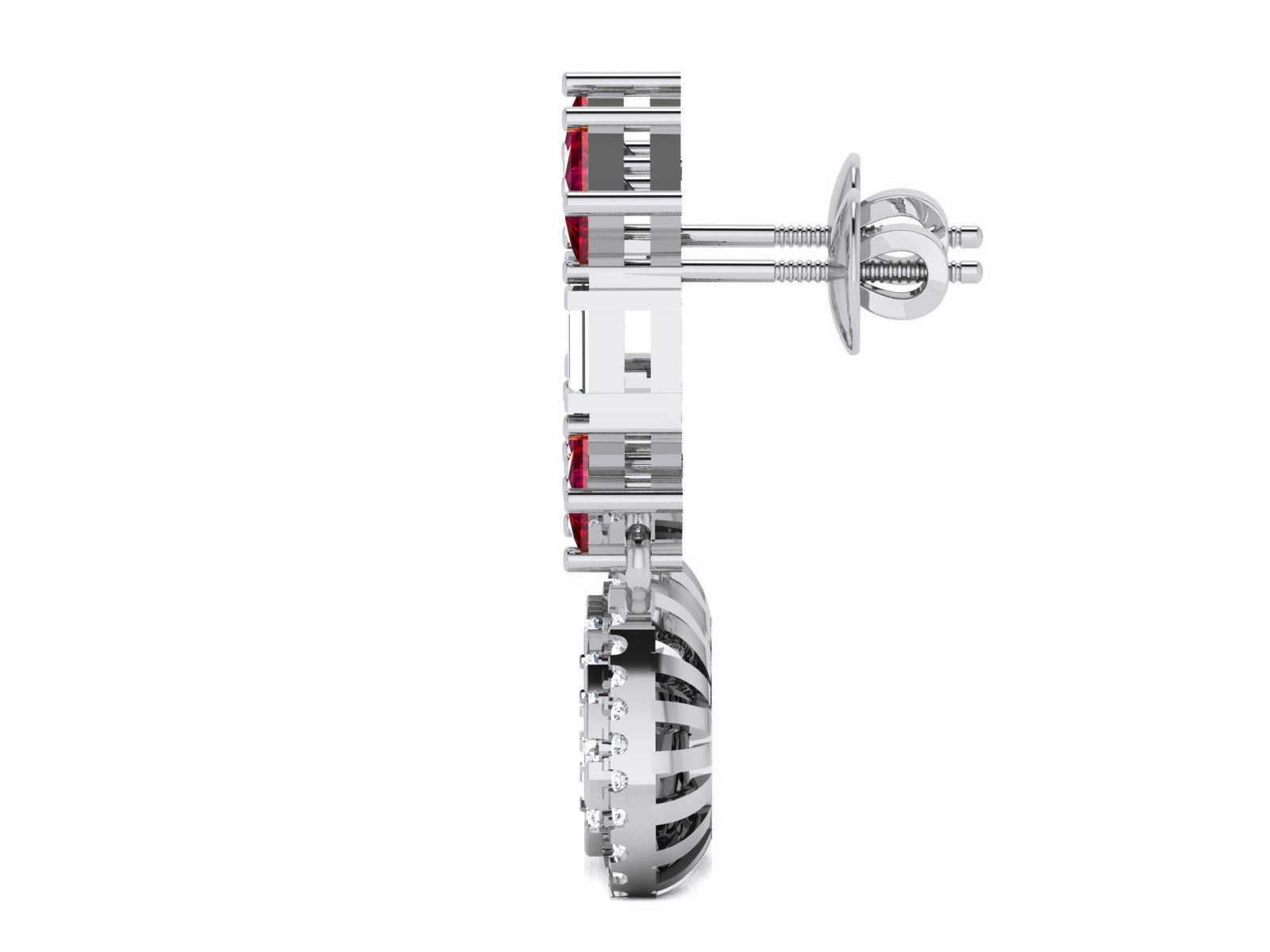 Hanging Diamond Drops Earrings 3dm render details 3D print model_9