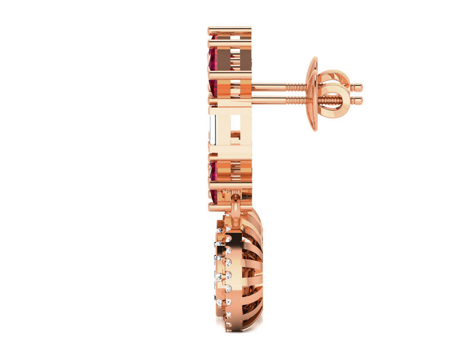 Hanging Diamond Drops Earrings 3dm render details 3D print model_8