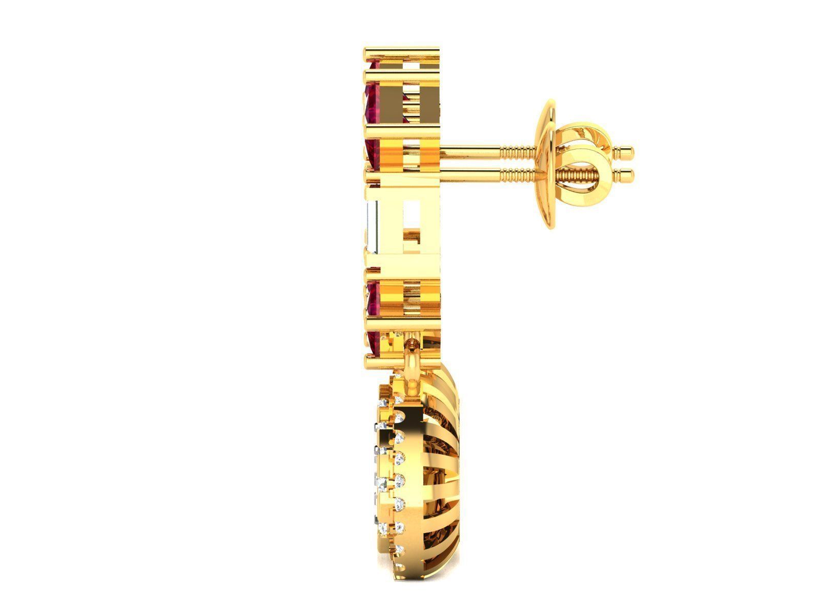 Hanging Diamond Drops Earrings 3dm render details 3D print model_7