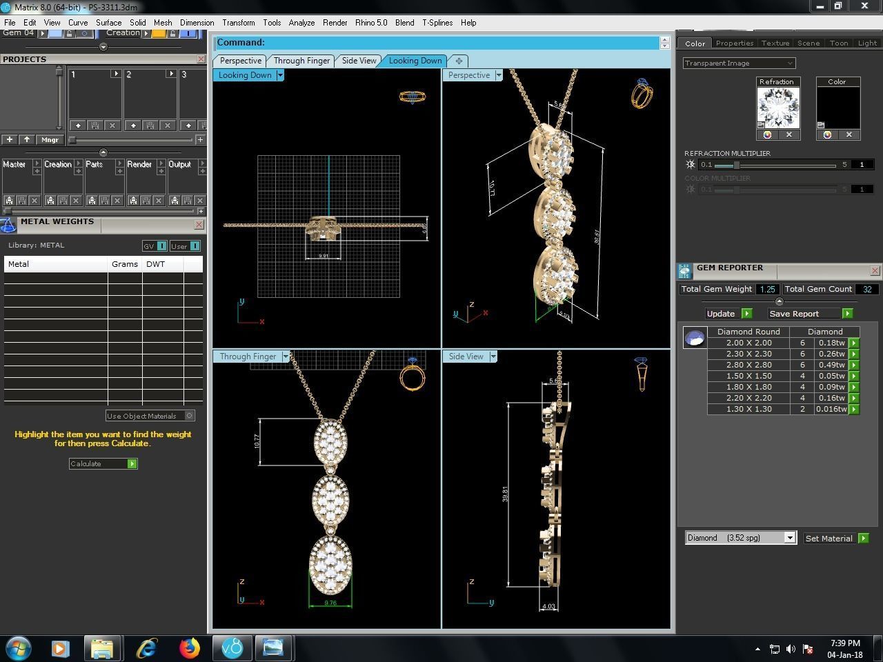 Diamond Pendant 3dm render details 3D print model_7