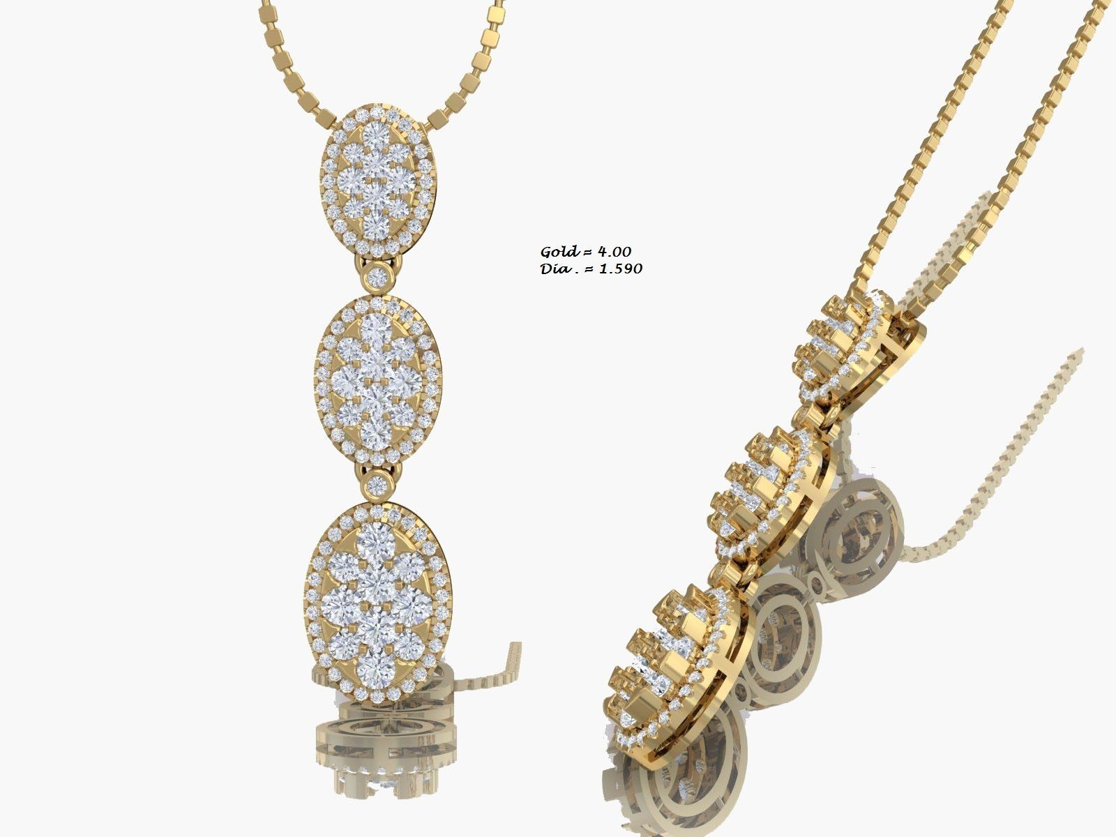 Diamond Pendant 3dm render details 3D print model_4