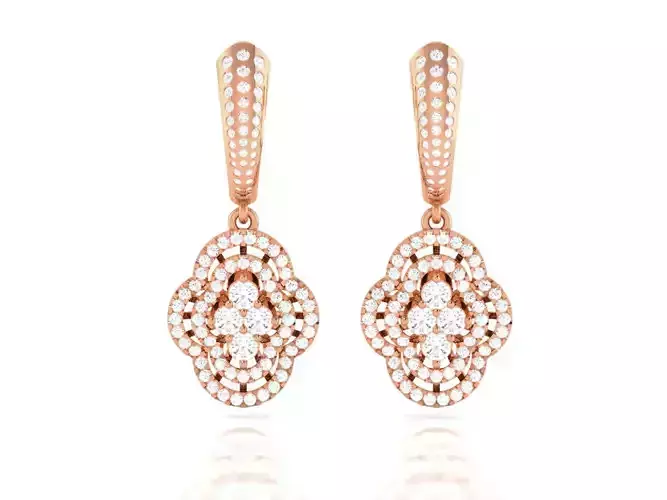 Diamond Drops Earrings 3dm render details