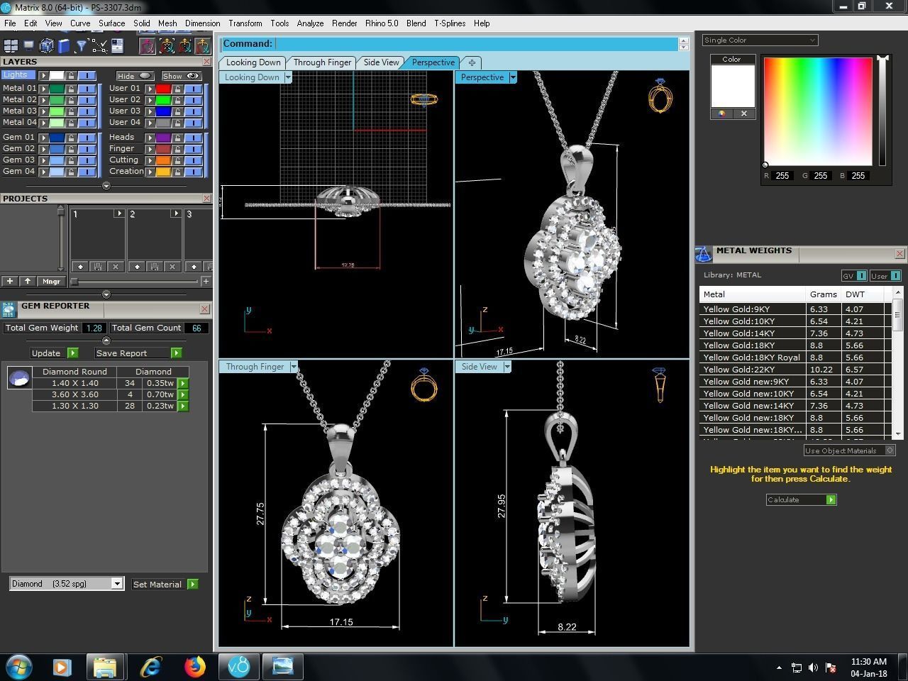 Diamond Pendant 3dm render details 3D print model_7