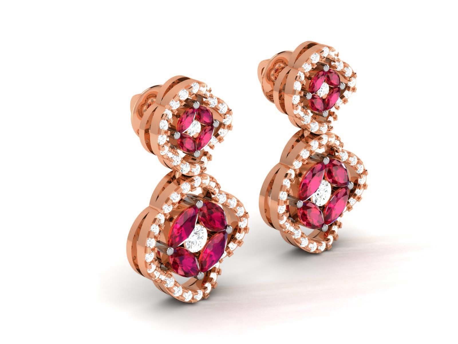 Diamond Drops Earrings 3dm render details 3D print model_2