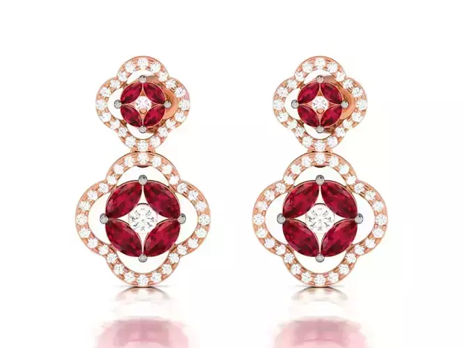 Diamond Drops Earrings 3dm render details