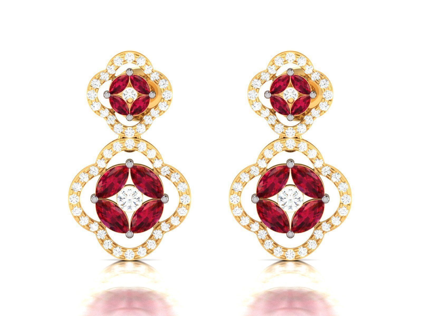 Diamond Drops Earrings 3dm render details 3D print model_4