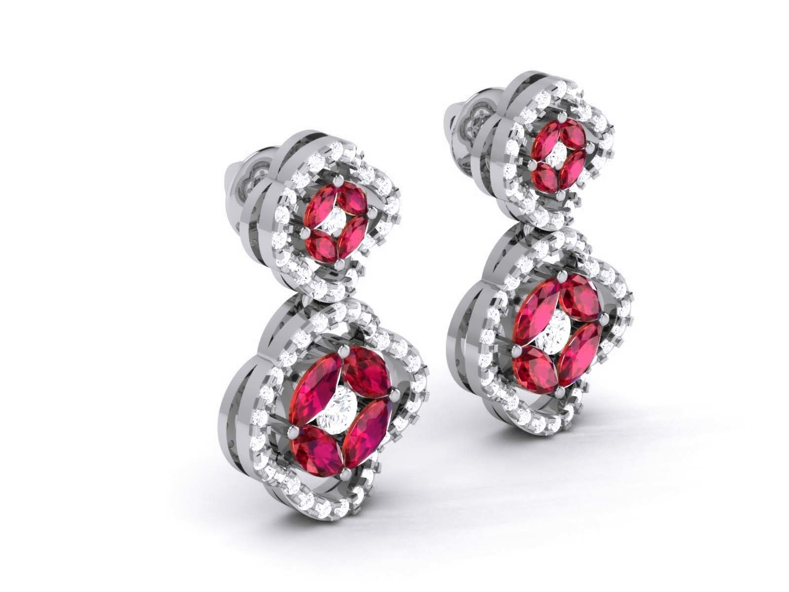 Diamond Drops Earrings 3dm render details 3D print model_3