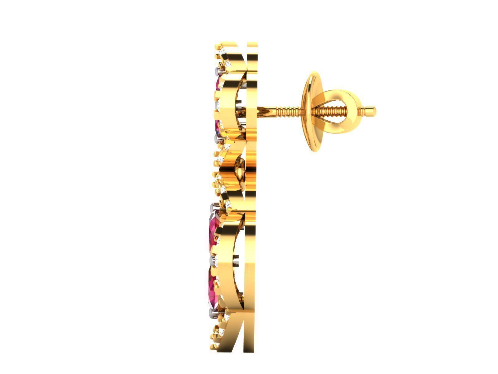 Diamond Drops Earrings 3dm render details 3D print model_8