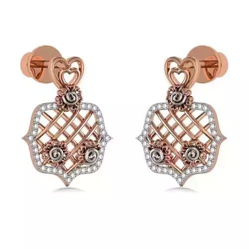 Diamond Drops Earrings 3dm render details