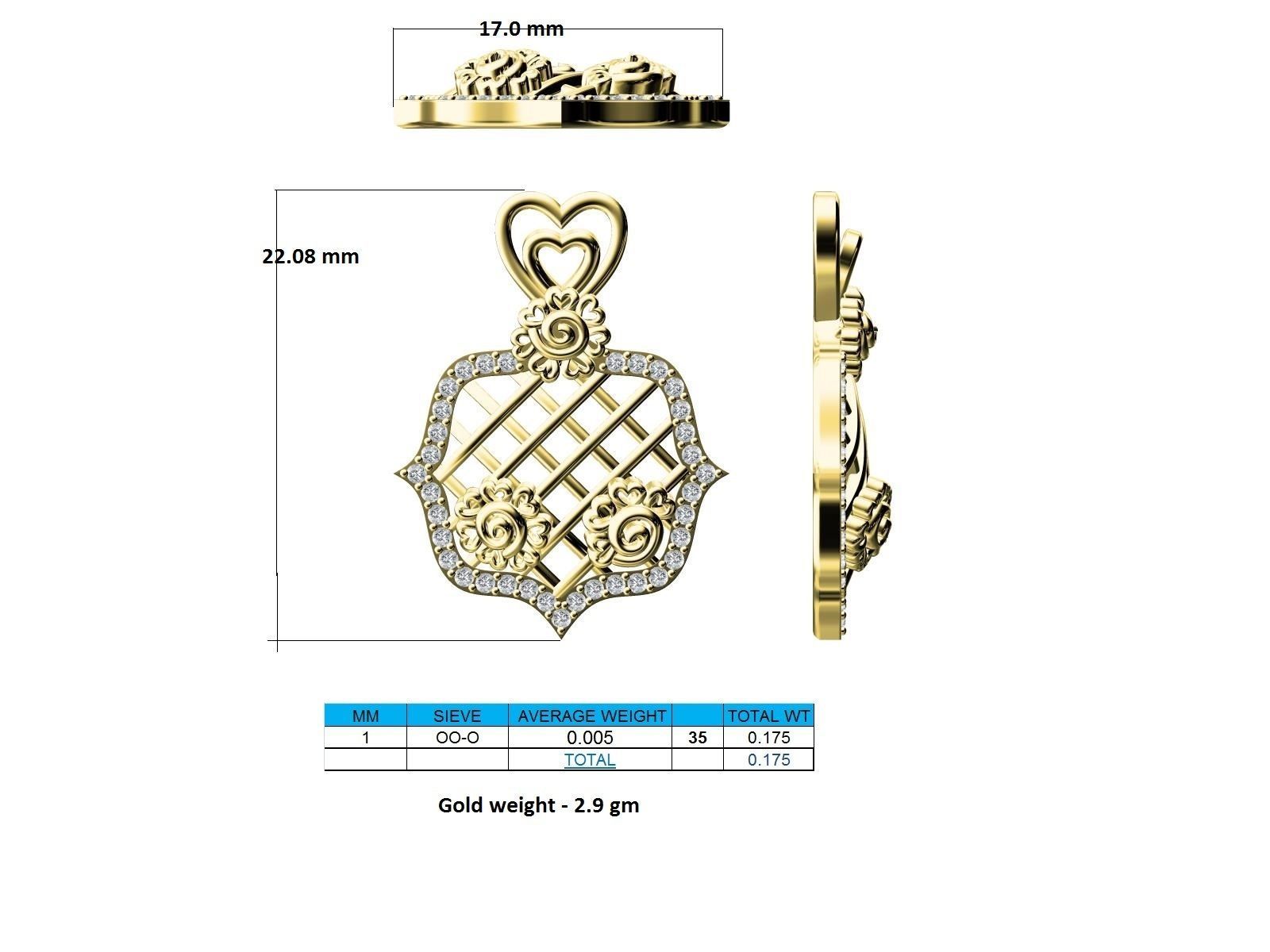 Diamond Pendant 3dm render details 3D print model_12