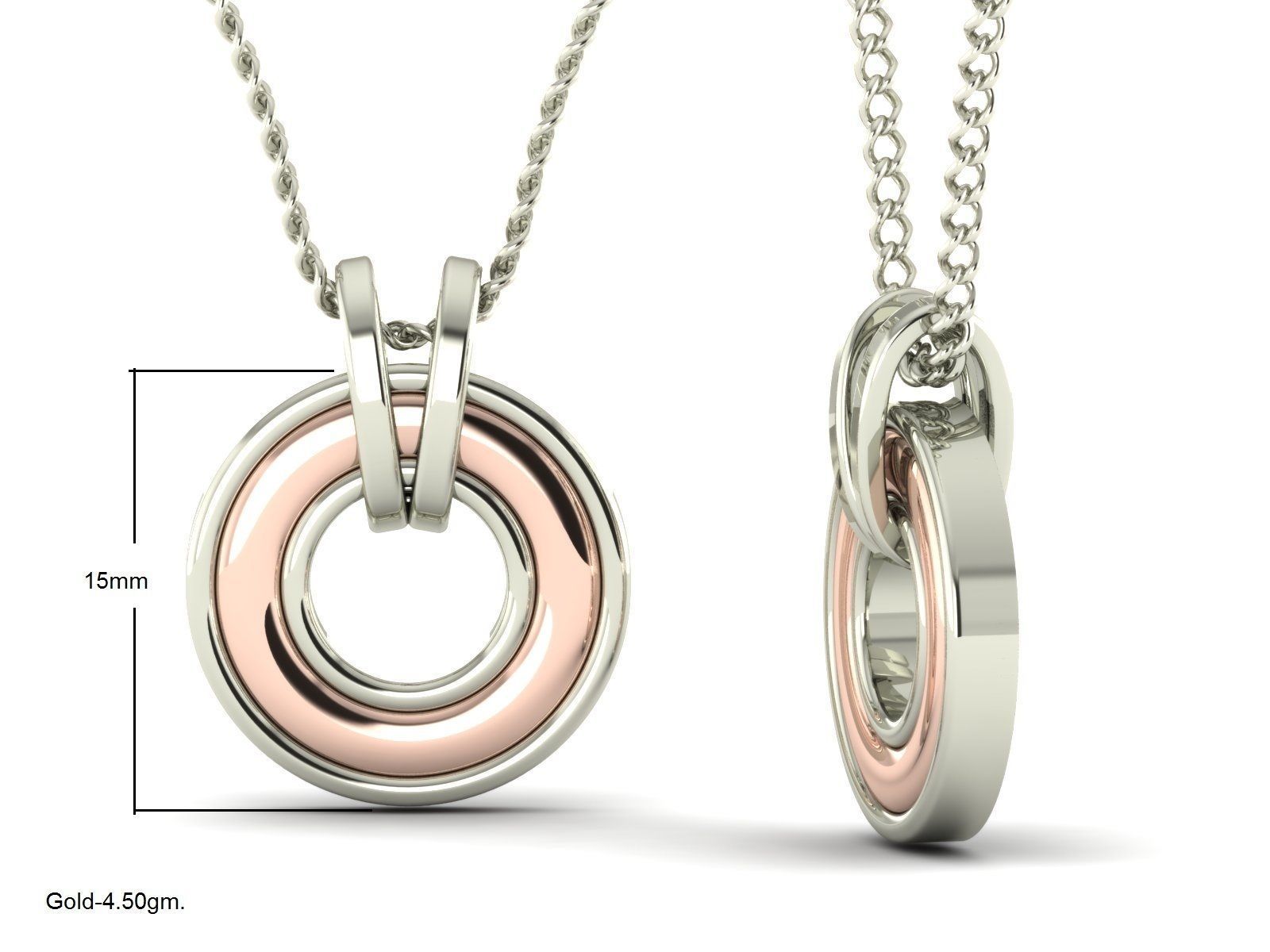 Plain Gold Pendant 3dm render details 3D print model_9