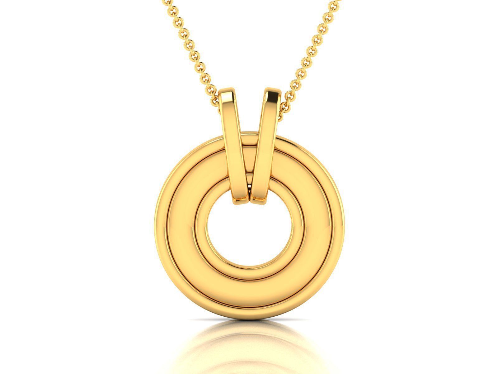 Plain Gold Pendant 3dm render details 3D print model_4