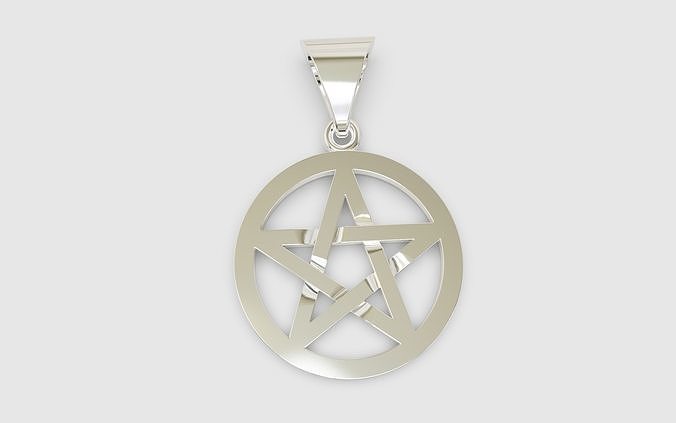 Pentagram star earrings and a pendant 3D print model