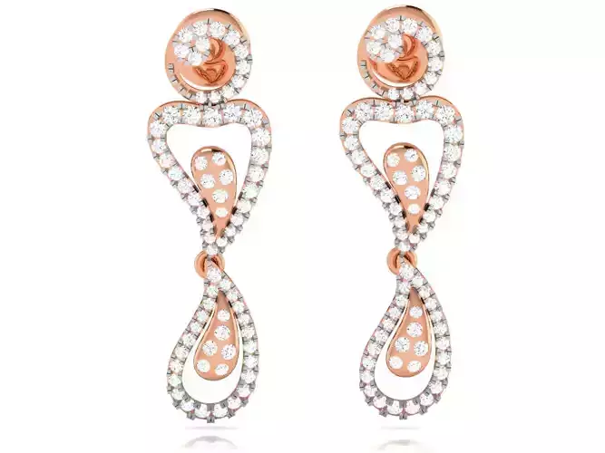 Diamond Drops Earrings 3dm render details