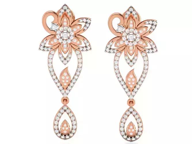 Diamond Studs Earrings 3dm render details