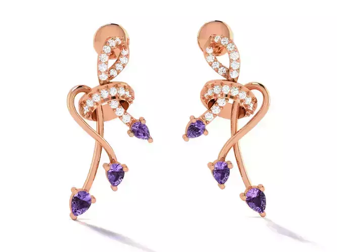 Diamond Studs Earrings 3dm render details