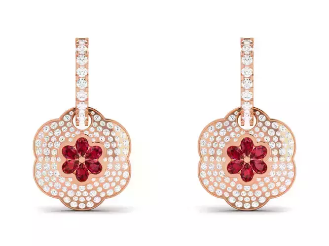 Diamond Drops Earrings 3dm render details